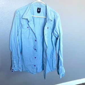 Rusty blue and white long sleeve button up